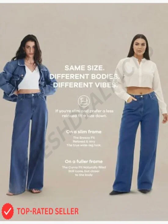 Wide Leg Jeans Adjustable Waist High Rise Y2K Trendy Casual Denim Pants - Picture 5 of 7